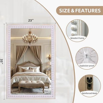 36x24 Inch Rectangle Wall Mirror, Wooden Rectangular Bathroom Mirrors - color: Style 2