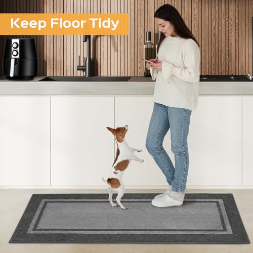 Kitchen Rugs 24" x 36", Non-Slip Kitchen Mats, Light Grey & Dark Grey - color: Light Grey & Dark Grey, size: 24" X 36"