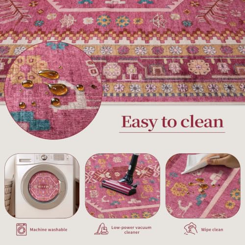 Ciicool 2x3ft Small Area Rug,Washable Boho Thin Mat for Entryway Kitchen - color: Fuchsia, size: 2' X 3' (Rectangular)
