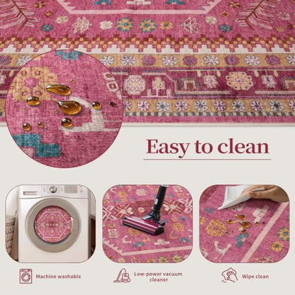 Ciicool 2x3ft Small Area Rug,Washable Boho Thin Mat for Entryway Kitchen - color: Fuchsia, size: 2' X 3' (Rectangular)