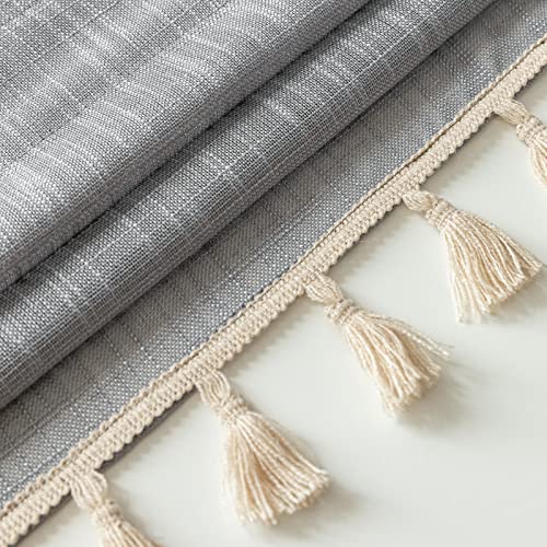 Beda Home Tassel Linen Textured Swag Curtain Valance, Grey, 36 x 45 in - color: Grey, size: 36"W x 45"L (Pack of 1)