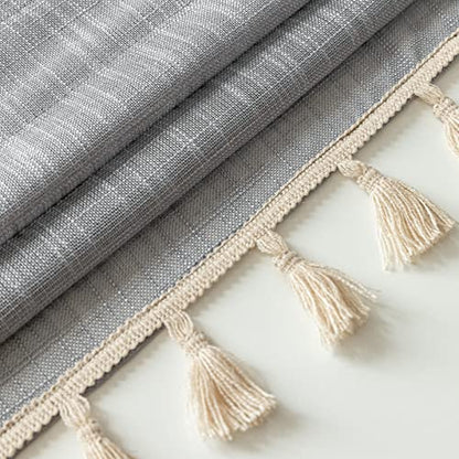 Beda Home Tassel Linen Textured Swag Curtain Valance, Grey, 36 x 45 in - color: Grey, size: 36"W x 45"L (Pack of 1)