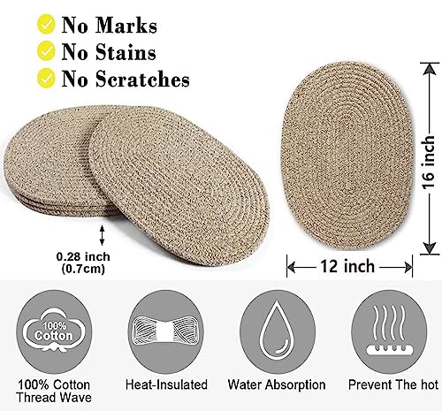 Oval Woven Placemats Set of 4, 12x16 inches, Mix Brown - color: Mix Brown, size: Oval Set of 4