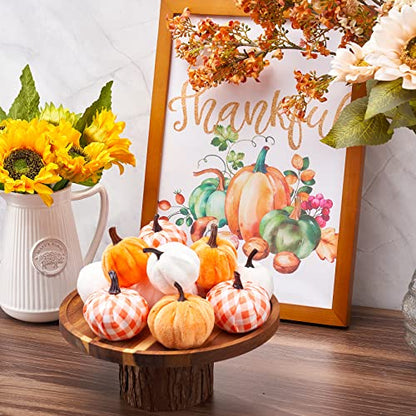 Pumpkin Decor Fake Foam Harvest Decorative Velvet Pumpkins Set of 12 Mantel Table Centerpiece Farmhouse Thanksgiving Fall Decorations for Home
