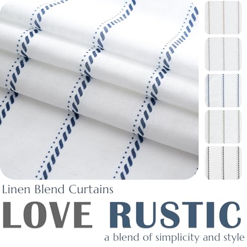 jinchan Stripe Linen Window Valance Curtain, 50x16, 1 Panel, Blue - color: Nautical Striped Blue on White, size: 50"W x 16"L (Pack of 1)