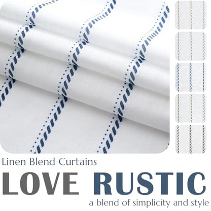 jinchan Stripe Linen Window Valance Curtain, 50x16, 1 Panel, Blue - color: Nautical Striped Blue on White, size: 50"W x 16"L (Pack of 1)