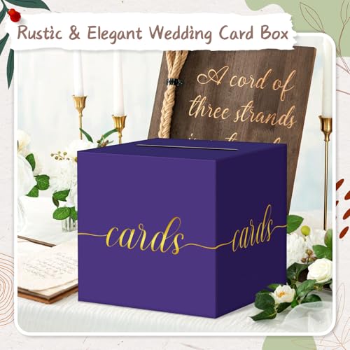 Elegant Purple Graduation Card Box, Gold Foil Gift Card Box for Party - color: Z03 Purple and Gold Foil