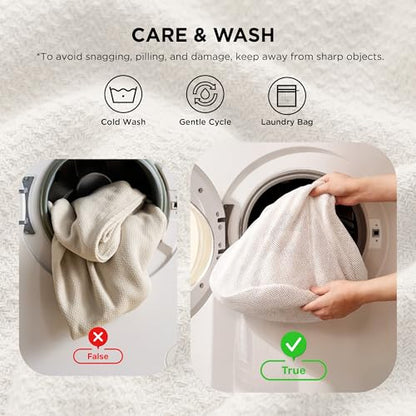 Bedsure 100% Cotton Blanket, Herringbone Weave, Throw XL, White - color: 02 - White, size: Throw XL