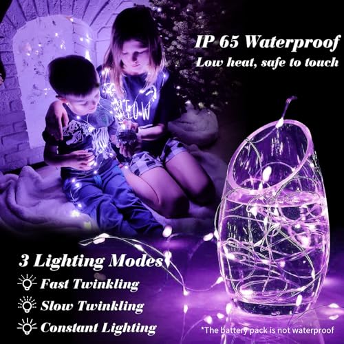 ZGWJ 24 Pack Purple Fairy Lights, Mini String Lights - color: Purple, size: 24P