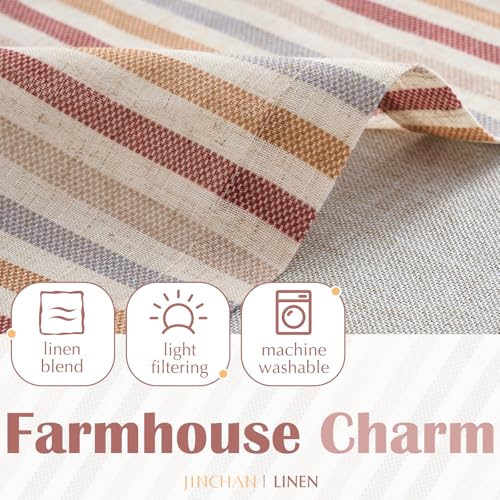 jinchan Stripe Linen Kitchen Valance Curtain, 50x18, 1 Panel, Multi Red - color: Boxter Striped | Multi Red on Linen, size: 50"W x 18"L (Pack of 1)