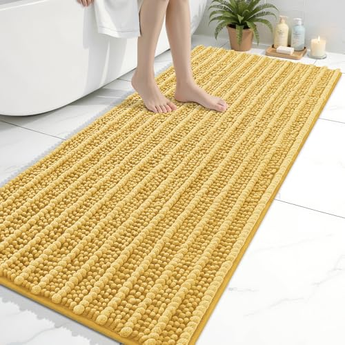Arotive Bathroom Rugs Mat 54x24, Soft Absorbent Chenille Shaggy Bath Mat - color: Yellow, size: 54" X 24"