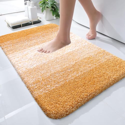 OLANLY Small Bathroom Rugs 24x16, Extra Soft Absorbent Microfiber Bath Rugs - color: Golden Yellow, size: 24" X 16"