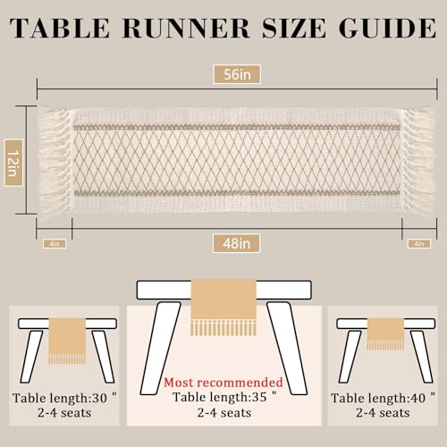yuboo Boho Fall 48 Inch Table Runner, Rustic Farmhouse Dresser Runners - color: Beige&cream, size: 48 inch