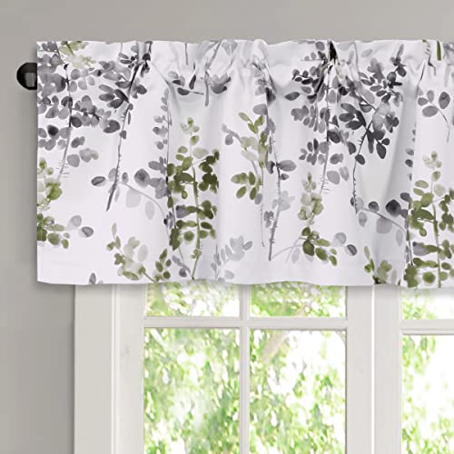 H.VERSAILTEX Valance for Kitchen Windows/Bathroom/Living Room/Bedroom Blackout Window Valance Thermal Insulated Rod Pocket Valance Curtains, 52" W x 18" L, 1 Panel, Floral Pattern in Grey and Sage - color: Grey/Sage