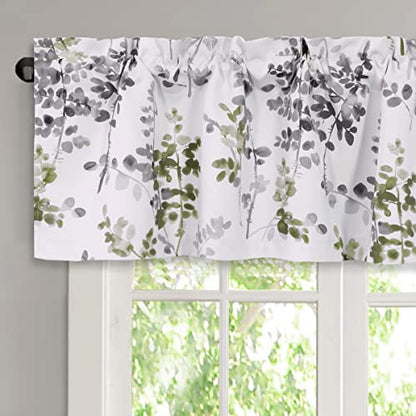 H.VERSAILTEX Valance for Kitchen Windows/Bathroom/Living Room/Bedroom Blackout Window Valance Thermal Insulated Rod Pocket Valance Curtains, 52" W x 18" L, 1 Panel, Floral Pattern in Grey and Sage - color: Grey/Sage