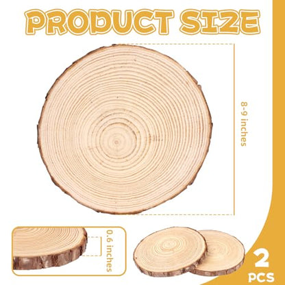 FSWCCK 2 Wood Slices 8-9in, Large Slabs for Wedding DIY - size: 2 Pcs 8"-9"