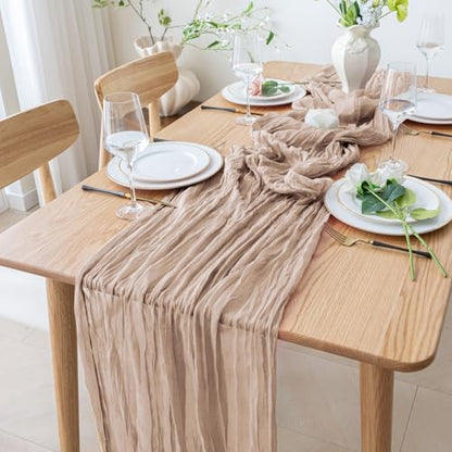 Cheesecloth Table Runner 10FT Nude Pink Boho Gauze Sheer Table Runners - color: Nude Pink, size: 1 Pack