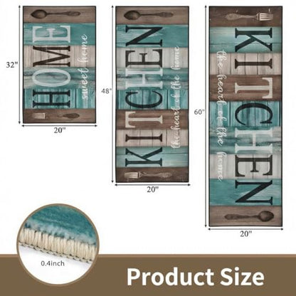 Kitchen Rugs Sets of 3 Non Slip Washable Mats for Floor, Turquoise - color: Turquoise Teal