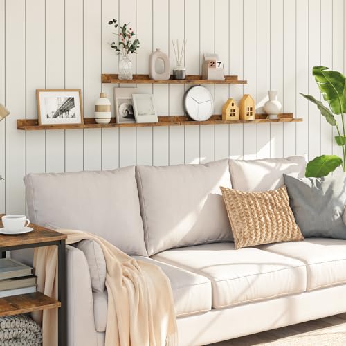 HOOBRO Floating Shelves, Wall Shelf Set of 3, 35.4 Inches Hanging Shelf - color: Rustic Brown, size: 35.4 Inches