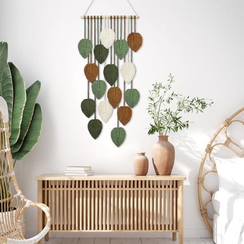 Vertical Macrame Wall Hanging Boho Home Decor Long Narrow Chic Wall Art - color: 16.5"W x 37.5"L