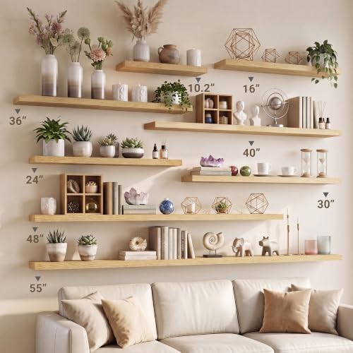 Vivelove 10 Inch Deep Floating Shelves 40” Set of 2, Oak - color: Oak, size: 40”wx10.2”dx1.5”h