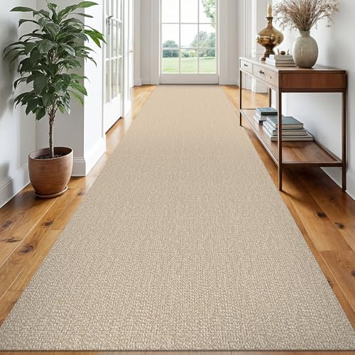 EARTHALL Washable Runner Rug, Non Slip Hallway Runner, 3x18 Ft, Sand/Beige - color: Sand/Beige, size: 3' x 18' (Rectangular)