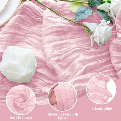 Cheesecloth Table Runner 10FT Blushing Pink Boho Gauze Sheer Runners - color: Blushing Pink, size: 1 Pack