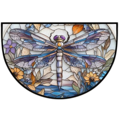 Dragonfly Half Round Door Mat Outdoor Doormat Bedroom Entrance Rug A13 - color: A-23 Dragonfly Glass Painting