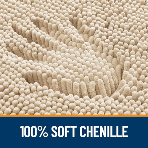 OLANLY Toilet Rugs U-Shaped 20x20, Soft Absorbent Chenille Contour Rugs - color: Beige, size: 20" X 20" Contour Rug