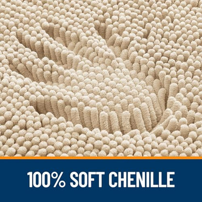 OLANLY Toilet Rugs U-Shaped 20x20, Soft Absorbent Chenille Contour Rugs - color: Beige, size: 20" X 20" Contour Rug