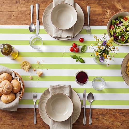 AmazingSpark Striped Table Runner Roll,Light Green,50' Long X 16" Wide - color: Light Green, size: 50' Long X 16" Wide