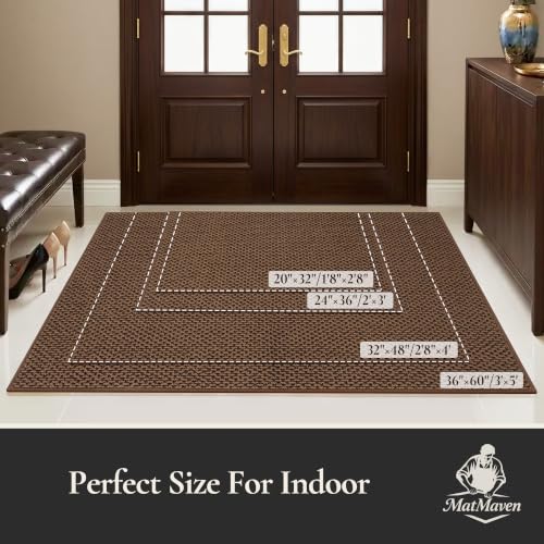 Dirt Trapper Door Mat 20"x 32", Non Slip Washable Doormat, Brown - color: Brown, size: 20" x 32"