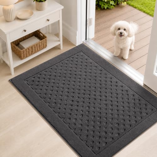 Dirt Trapper Door Mat 24"x 36", Non-Slip Entryway Rugs, Dark Grey - color: Dark Gray, size: 24" x 36"