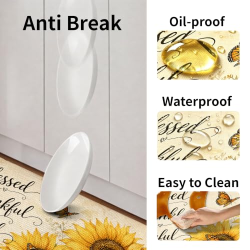 Kitchen Rugs for Floor 2 Pcs Memory Foam Padded Anti Fatigue Kitchen Mat - color: Sunflower