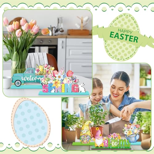 6 Pcs Spring Table Decorations Wood Tabletop Sign Spring Table Centerpieces Rustic Freestanding Tabletop for Home Restaurant Farmhouse Home Kitchen Shelves Party Decor(Gnome) - style: Gnome