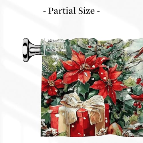 Christmas Dog Curtain Valance 54x18 Inches Window Treatment Rod Pocket Valance for Kitchen Bathroom Bedroom - color: Christmas Dog