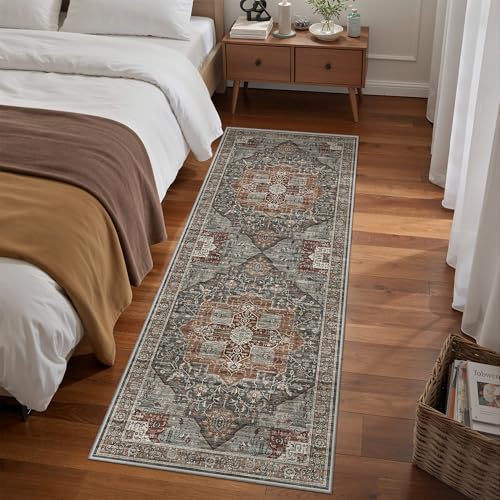 Roxstand 2x6 Washable Runner Rug, Non Slip Hallway Rugs Grey/Brown/Tan - color: Grey/Brown/Tan, size: 2'x6'(Runner)