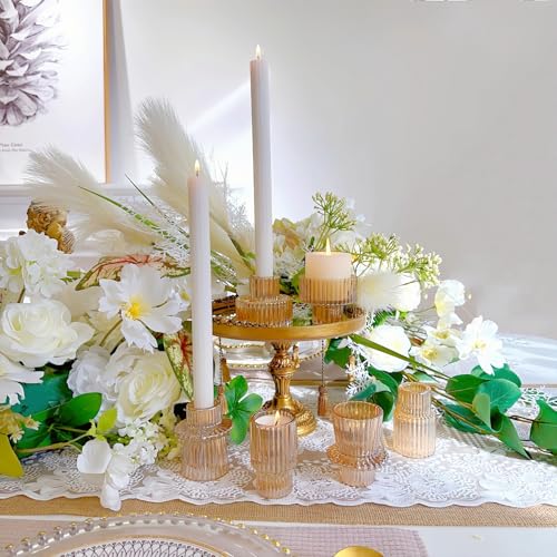 Glass Candlestick Holders, Taper Candle Holders, Set of 3, Gold - color: Gold, size: 3 PCS