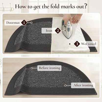 Dirt Trapper Door Mats 32" x 48", Non-Slip & Washable, Dark Grey - color: Dark Grey, size: 32" X 48" (Semicircular)