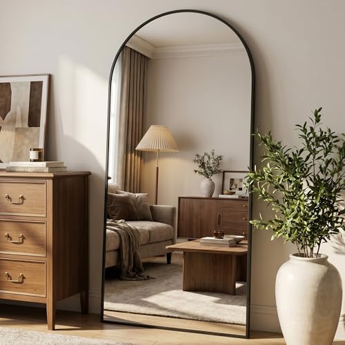 Full Length Mirror, 71" x 32" Arched Full Body Mirror Large Standing Floor Mirrors, Mirrors for Bedroom, Bathroom, Living Room Standing or Wall Leaning, Black - color: Black, size: 71"L x 32"W