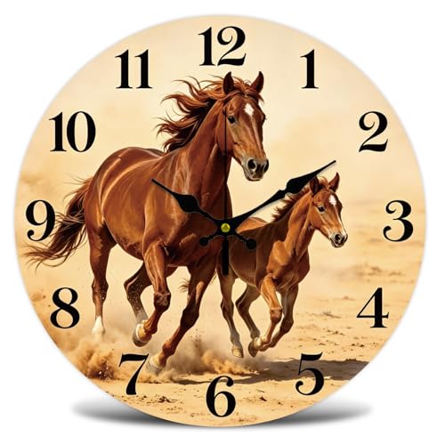 Horse Wall Clock Silent Non-Ticking 12" for Living Room Decor - color: Horse