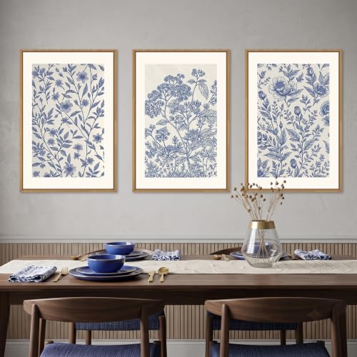 DRACIT Classic Chinoiserie Flower Framed Canvas Wall Art Set-16"x24"x3 - color: Classic Chinoiserie Flower Wall Art, size: 16"L x 24"W