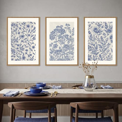DRACIT Classic Chinoiserie Flower Framed Canvas Wall Art Set-16"x24"x3 - color: Classic Chinoiserie Flower Wall Art, size: 16"L x 24"W