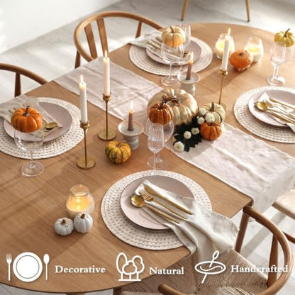 24 Pcs 13 in Round Woven Placemats Boho Charger,Beige,Natural - color: Beige, style: Natural