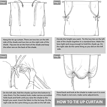 DriftAway Farmhouse Double Layer Linen Blackout Tie Up Curtains Thermal Insulated Striped Fully Lined Balloon Roman Shade Bathroom Window Adjustable Rod Pocket 45 Inch by 63 Inch Roman Black - color: Roman Black, size: 45"W x 63"L (Pack of 1)