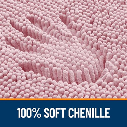 OLANLY Toilet Rugs U-Shaped 20x20, Soft Absorbent Chenille Contour Rugs - color: Dusty Rose, size: 20" X 20" Contour Rug