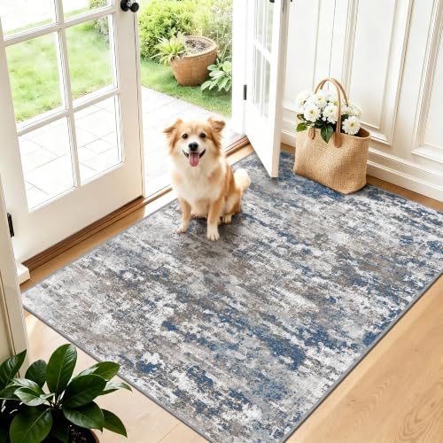 Small Area Rug 3x5 ft, Textured Non Slip Entryway Rug, Multi - color: Abstract-multi, size: 3' x 5' (Rectangular)
