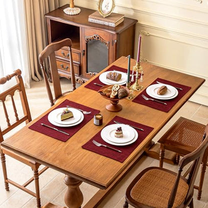 KXN Placemats Set of 4, Durable Dual-Layer Fabric Table Mats, Red - color: Red