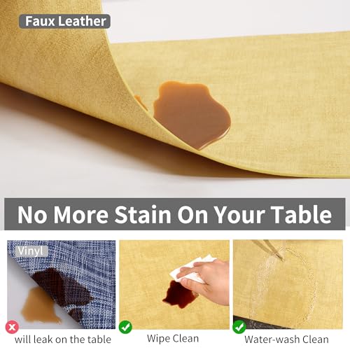 Maxpearl Faux Leather Placemats Set of 6, Easy to Clean, Light Yellow - color: Light Yellow