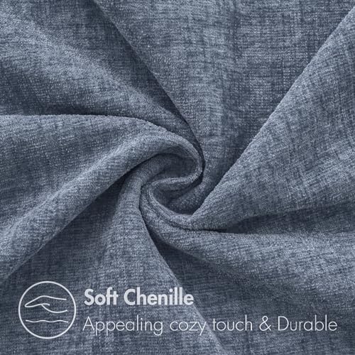 MIULEE Soft Chenille Throw Pillow Covers Dark Grey Blue 16x16 Pack of 2 - color: Dark Grey Blue, size: 16" x 16" (Pack of 2)